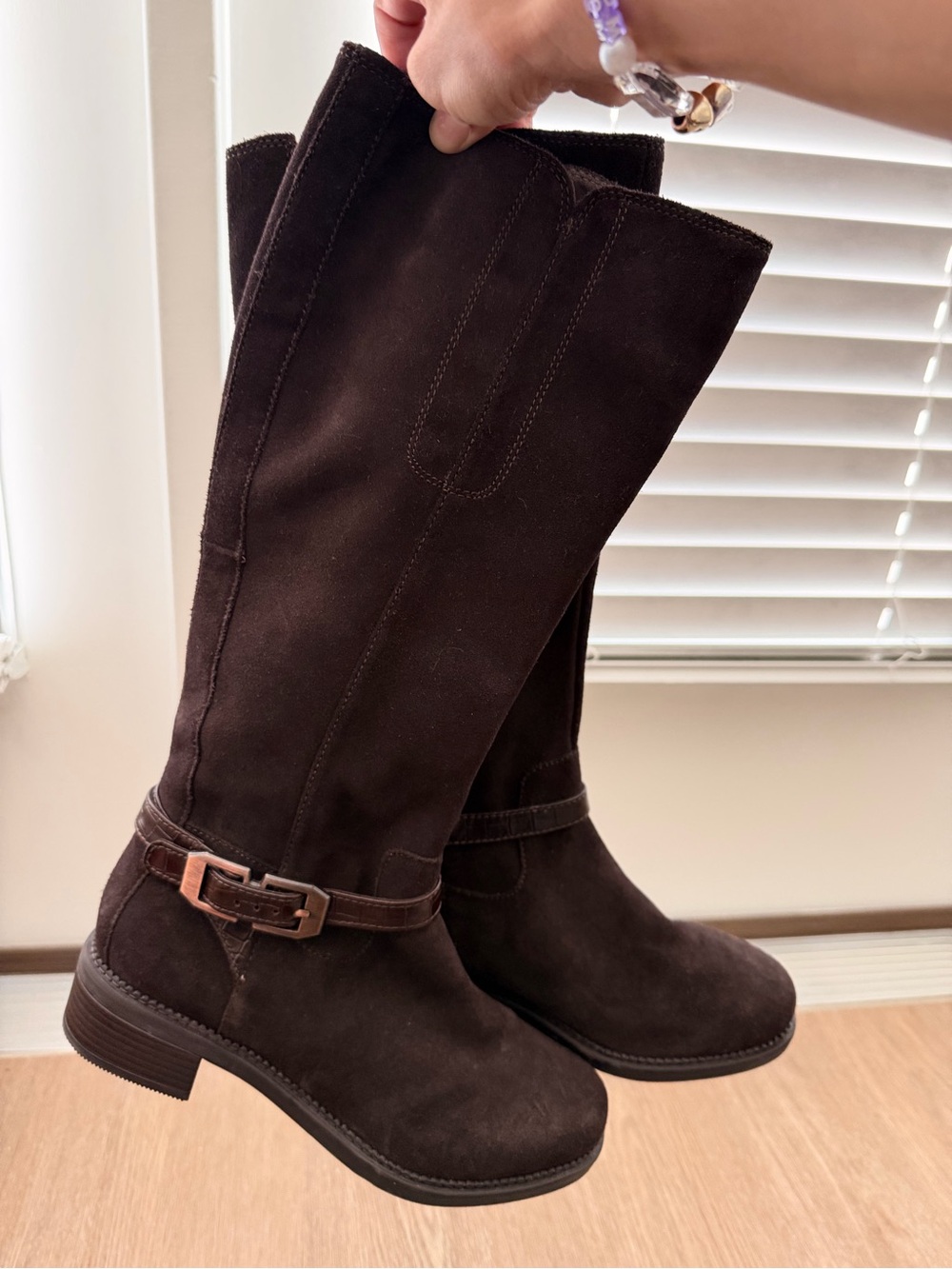 Clark’s Dark Brown Suede Knee-High Riding Boots